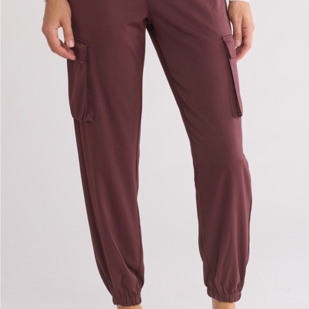 Splendid Satin Cargo Pants Burgundy Wine